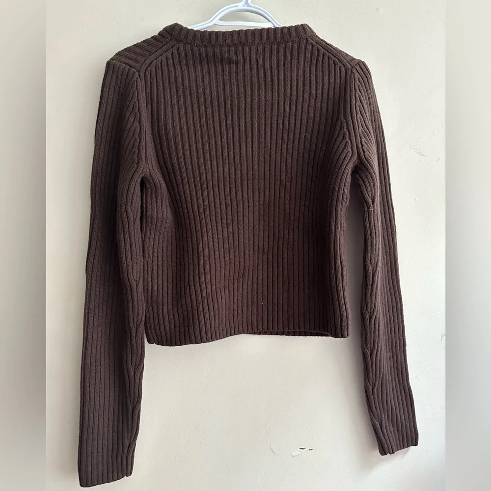 Sunday Best Ribbed Zip-Front Sweater Jacket - Dark Brown - Picture 2 of 2